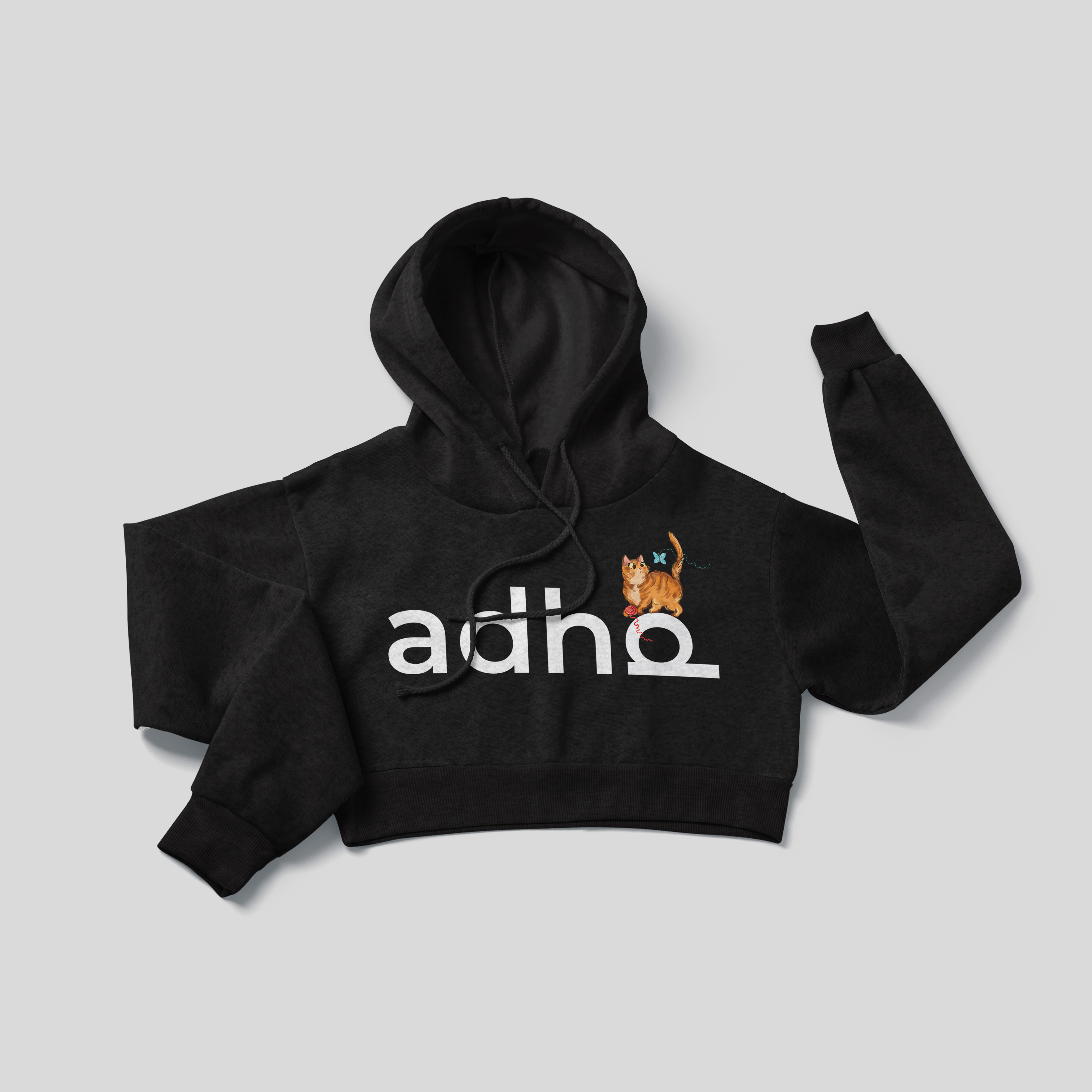 ADHD Cat - Crop Hoodie