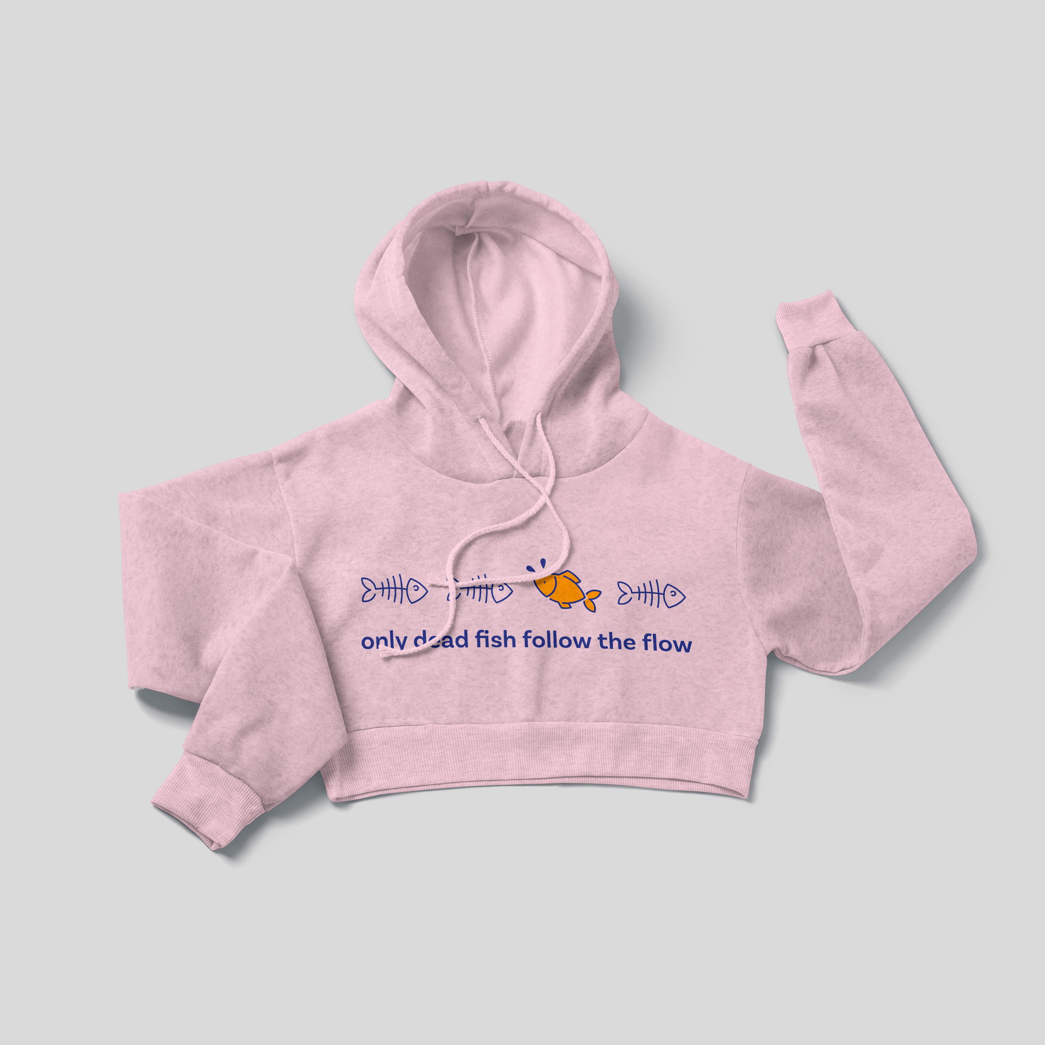 Only Dead Fish Follow the Flow - Crop Hoodie